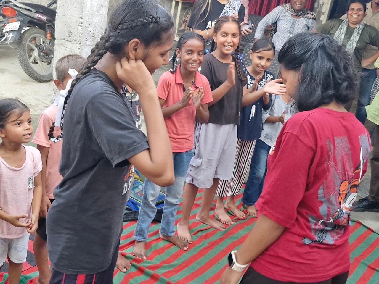 Participants engaged in a Serving Hand support program